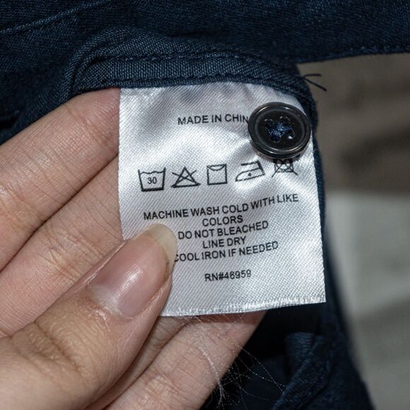 NSF bib Ruffle front Denim Button up Shirt in blue Size Small - Picture 7 of 7